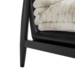 New Pacific Direct Edmond Mid-century Faux Fur & Leather Accent Arm Chair - Chic Comfort For Stylish Living Rooms Chrestville Sand,Black 100% Polyester 1250082-717-npd
