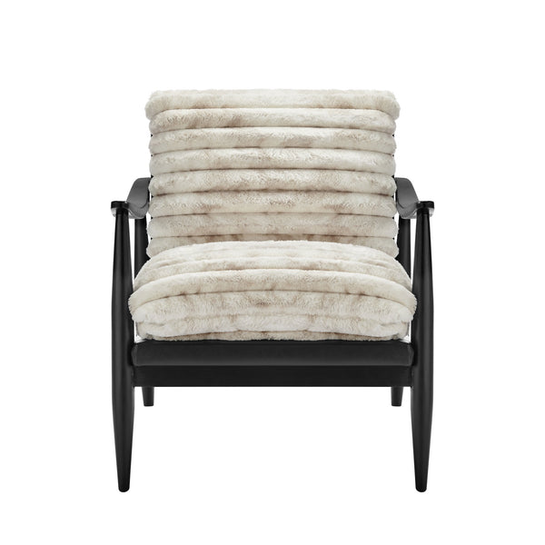New Pacific Direct Edmond Mid-century Faux Fur & Leather Accent Arm Chair - Chic Comfort For Stylish Living Rooms Chrestville Sand,Black 100% Polyester 1250082-717-npd