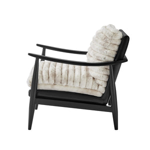 New Pacific Direct Edmond Mid-century Faux Fur & Leather Accent Arm Chair - Chic Comfort For Stylish Living Rooms Chrestville Sand,Black 100% Polyester 1250082-717-npd