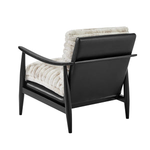 New Pacific Direct Edmond Mid-century Faux Fur & Leather Accent Arm Chair - Chic Comfort For Stylish Living Rooms Chrestville Sand,Black 100% Polyester 1250082-717-npd