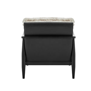 New Pacific Direct Edmond Mid-century Faux Fur & Leather Accent Arm Chair - Chic Comfort For Stylish Living Rooms Chrestville Sand,Black 100% Polyester 1250082-717-npd