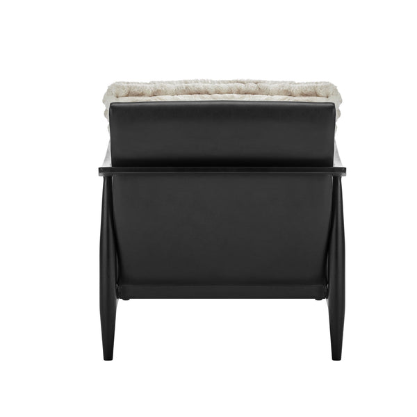 New Pacific Direct Edmond Mid-century Faux Fur & Leather Accent Arm Chair - Chic Comfort For Stylish Living Rooms Chrestville Sand,Black 100% Polyester 1250082-717-npd