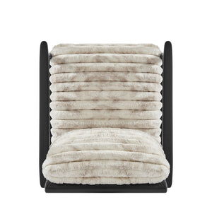 New Pacific Direct Edmond Mid-century Faux Fur & Leather Accent Arm Chair - Chic Comfort For Stylish Living Rooms Chrestville Sand,Black 100% Polyester 1250082-717-npd