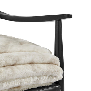 New Pacific Direct Edmond Mid-century Faux Fur & Leather Accent Arm Chair - Chic Comfort For Stylish Living Rooms Chrestville Sand,Black 100% Polyester 1250082-717-npd