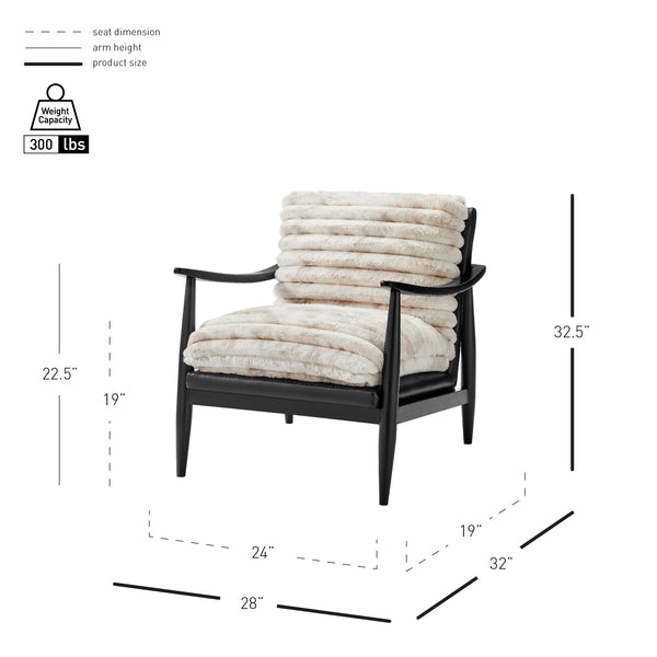 New Pacific Direct Edmond Mid-century Faux Fur & Leather Accent Arm Chair - Chic Comfort For Stylish Living Rooms Chrestville Sand,Black 100% Polyester 1250082-717-npd