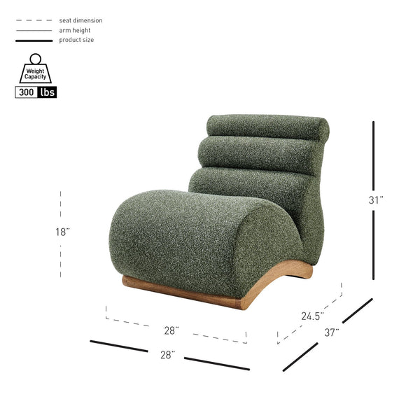 New Pacific Direct Lucius Wiggle Accent Chair In Textured Boucle Fabric For A Cozy Modern Living Room Experience Milford Green 19% Polyester,81% Polypropylene 1250086-730-npd