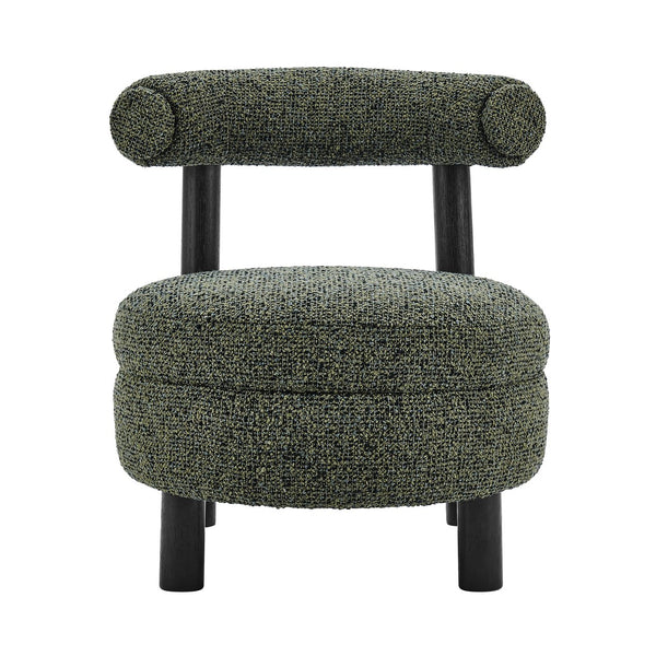 New Pacific Direct Esther Boucle Accent Chair - Contemporary Designer Favorite With Unique Rounded Shape And Comfort Speckled Green 100% Polyester 1250087-731-npd