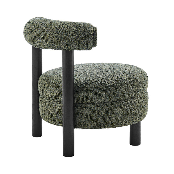New Pacific Direct Esther Boucle Accent Chair - Contemporary Designer Favorite With Unique Rounded Shape And Comfort Speckled Green 100% Polyester 1250087-731-npd