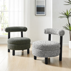 New Pacific Direct Esther Boucle Accent Chair - Contemporary Designer Favorite With Unique Rounded Shape And Comfort Speckled White 100% Polyester 1250087-732-npd