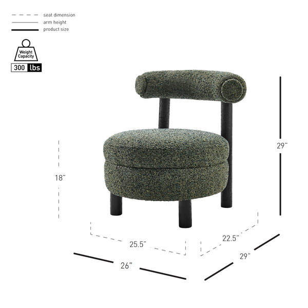 New Pacific Direct Esther Boucle Accent Chair - Contemporary Designer Favorite With Unique Rounded Shape And Comfort Speckled Green 100% Polyester 1250087-731-npd