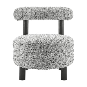 New Pacific Direct Esther Boucle Accent Chair - Contemporary Designer Favorite With Unique Rounded Shape And Comfort Speckled White 100% Polyester 1250087-732-npd
