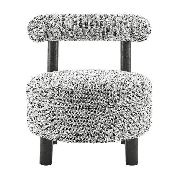 New Pacific Direct Esther Boucle Accent Chair - Contemporary Designer Favorite With Unique Rounded Shape And Comfort Speckled White 100% Polyester 1250087-732-npd