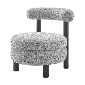 New Pacific Direct Esther Boucle Accent Chair - Contemporary Designer Favorite With Unique Rounded Shape And Comfort Speckled White 100% Polyester 1250087-732-npd