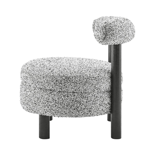 New Pacific Direct Esther Boucle Accent Chair - Contemporary Designer Favorite With Unique Rounded Shape And Comfort Speckled White 100% Polyester 1250087-732-npd