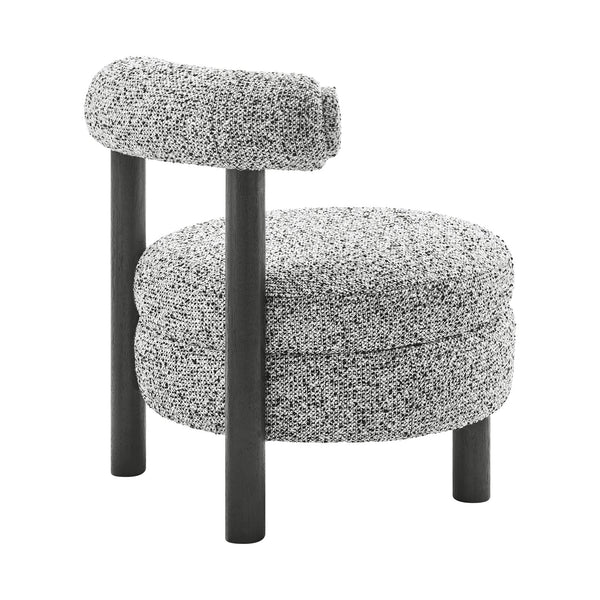 New Pacific Direct Esther Boucle Accent Chair - Contemporary Designer Favorite With Unique Rounded Shape And Comfort Speckled White 100% Polyester 1250087-732-npd
