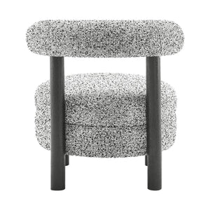New Pacific Direct Esther Boucle Accent Chair - Contemporary Designer Favorite With Unique Rounded Shape And Comfort Speckled White 100% Polyester 1250087-732-npd
