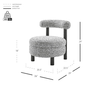 New Pacific Direct Esther Boucle Accent Chair - Contemporary Designer Favorite With Unique Rounded Shape And Comfort Speckled White 100% Polyester 1250087-732-npd