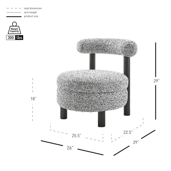 New Pacific Direct Esther Boucle Accent Chair - Contemporary Designer Favorite With Unique Rounded Shape And Comfort Speckled White 100% Polyester 1250087-732-npd