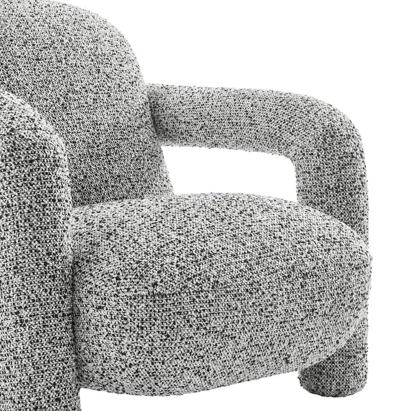 New Pacific Direct Maverick Modern Boucle Accent Arm Chair – Cozy White Seating With Unique Tubular Frame Design Speckled White 100% Polyester 1250088-732-npd