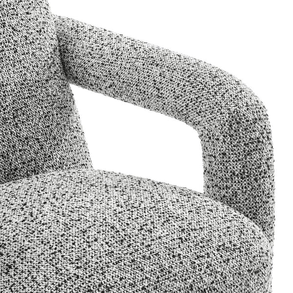 New Pacific Direct Maverick Modern Boucle Accent Arm Chair – Cozy White Seating With Unique Tubular Frame Design Speckled White 100% Polyester 1250088-732-npd