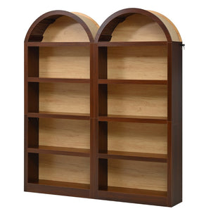 English Elm 3-piece Farmhouse Entertainment Center with Arched Glass Doors and Open Tower Shelving Walnut N721S000070P
