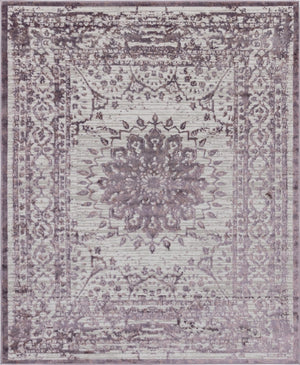 Unique Loom Aberdeen Derbyshire Machine Made Medallion Rug Violet, Ivory/Beige 8' 0" x 10' 0"