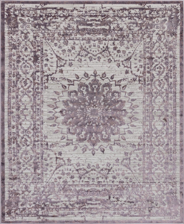 Unique Loom Aberdeen Derbyshire Machine Made Medallion Rug Violet, Ivory/Beige 8' 0" x 10' 0"