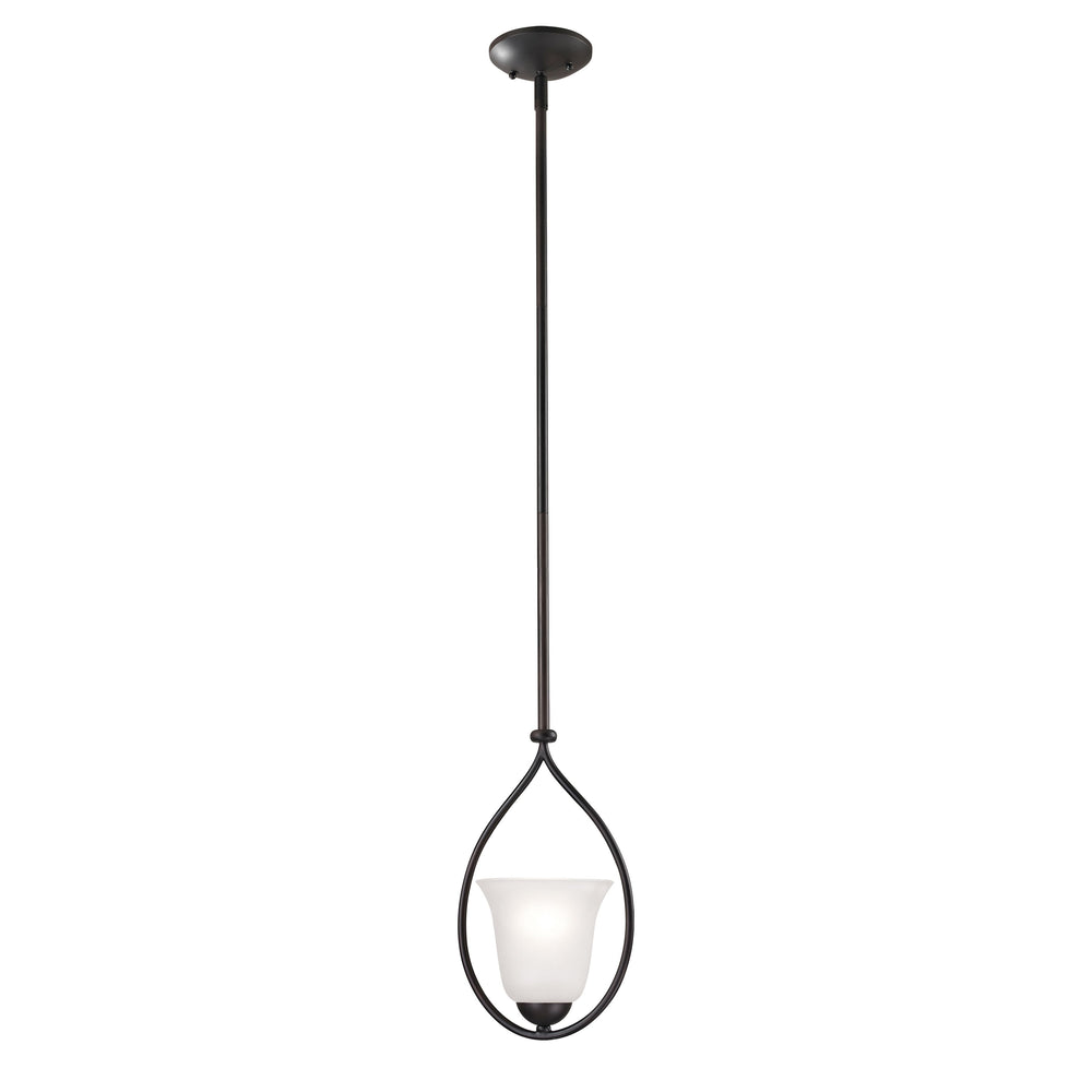 Thomas Lighting Conway Mini Pendant Light Opaque Glass Shade Brushed Metal Frame Kitchen Island Bronze 1251PS/10