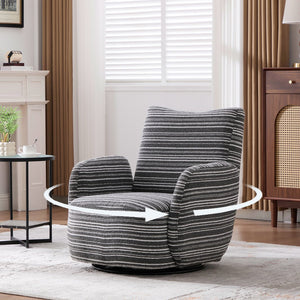 English Elm Modern Boucle 360° Swivel Leisure Chair with High‑Resilience Sponge, Supportive Curve, 550lb Capacity Dark Gray W395P355513