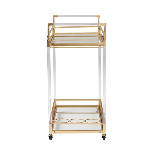 Baxton Studio Baxton Studio Contemporary Glam Gold Metal & Glass Wine Cart - Elegant Mobile Serving Solution JY21A018-Gold-Cart
