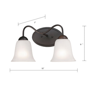 Thomas Lighting Conway Two Light Vanity Bar Oil Rubbed Metal Bathroom Wall Fixture Traditional Bronze 15 inches 1252BB/10