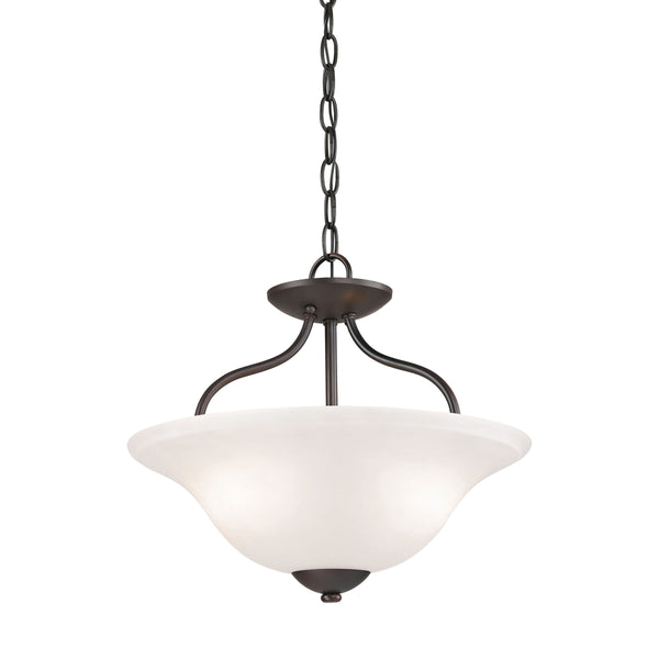 Thomas Lighting Conway Two Light Semi Flush Ceiling Fixture with Opaque Glass for Classic Interiors Bronze 1252CS/10