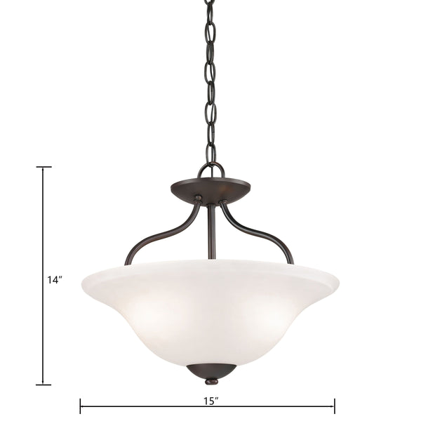 Thomas Lighting Conway Two Light Semi Flush Ceiling Fixture with Opaque Glass for Classic Interiors Bronze 1252CS/10