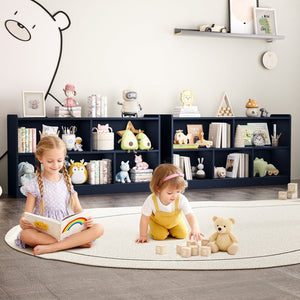 English Elm Wooden Five Cube Open Organizer Low Profile Montessori Bookshelf for Playroom or Nursery Navy Blue T3210P476849