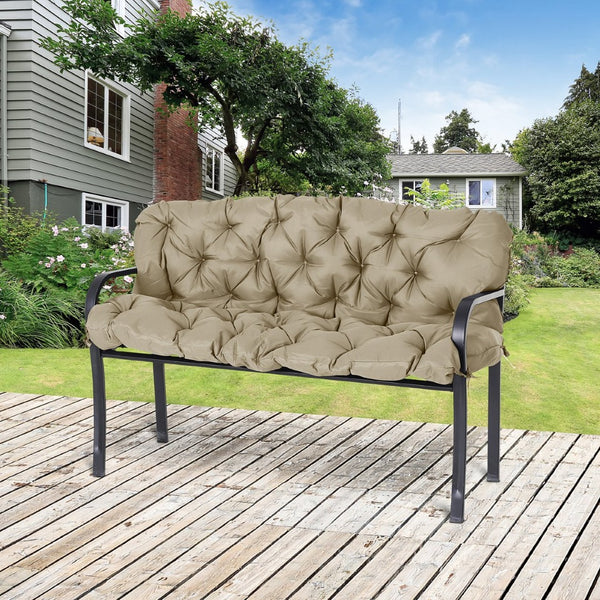 English Elm Outsunny Overstuffed Tufted Patio Bench Cushion Set with Backrest for Porch Swing W2225P174517