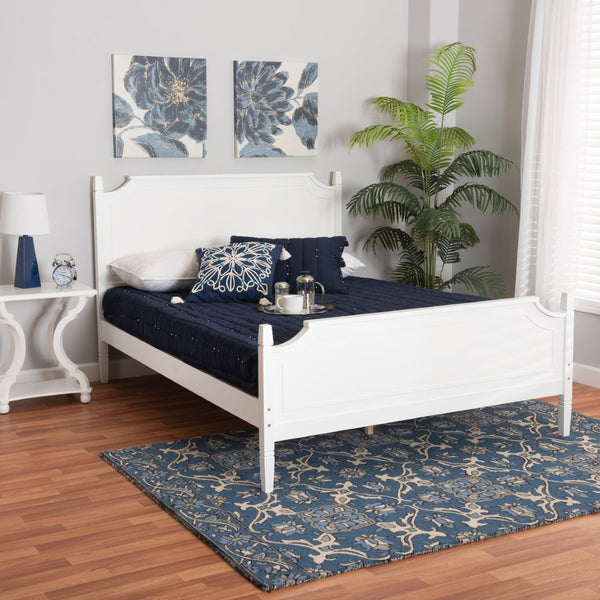 Baxton Studio Baxton Studio Mariana Classic White Wood Platform Bed with Elegant Design and Durable Support System Queen Mariana-White-Queen