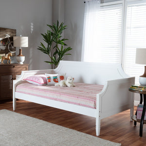 Baxton Studio Baxton Studio Elegant White Wood Daybed with Trundle for Effortless Overnight Guest Hosting Full Mariana-White-Daybed-Full