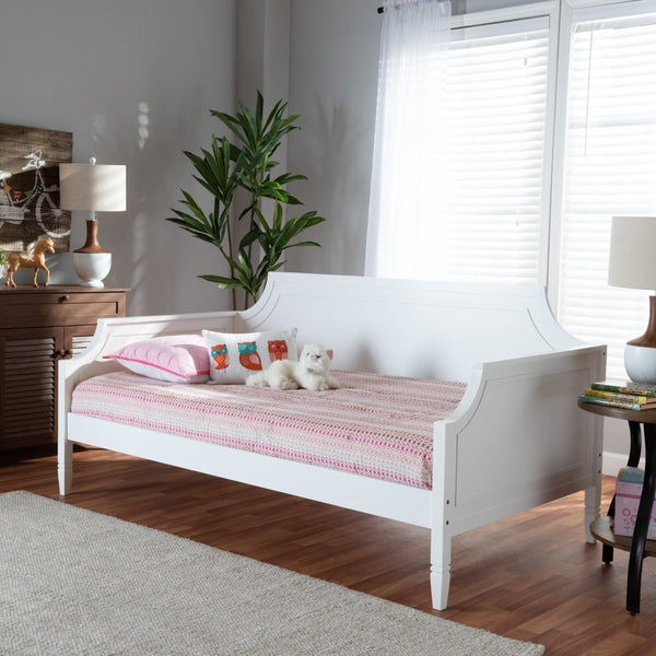 Baxton Studio Baxton Studio Elegant White Wood Daybed with Trundle for Effortless Overnight Guest Hosting Full Mariana-White-Daybed-Full
