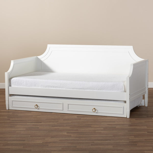 Baxton Studio Baxton Studio Mariana Classic White Wood Full Daybed with Twin Trundle for Stylish Sleep Solutions Mariana-White-Daybed-F/T
