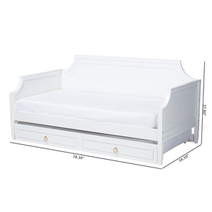 Baxton Studio Baxton Studio Mariana Classic White Wood Full Daybed with Twin Trundle for Stylish Sleep Solutions Mariana-White-Daybed-F/T