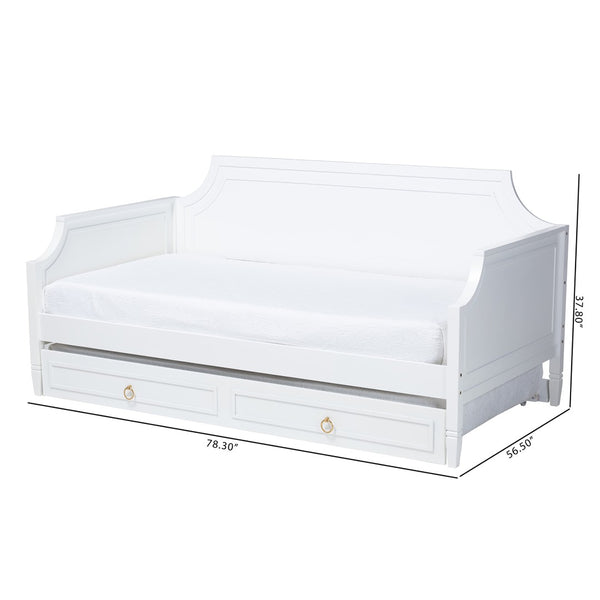 Baxton Studio Baxton Studio Mariana Classic White Wood Full Daybed with Twin Trundle for Stylish Sleep Solutions Mariana-White-Daybed-F/T