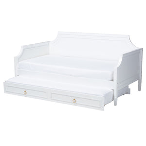 Baxton Studio Baxton Studio Mariana Classic White Wood Full Daybed with Twin Trundle for Stylish Sleep Solutions Mariana-White-Daybed-F/T