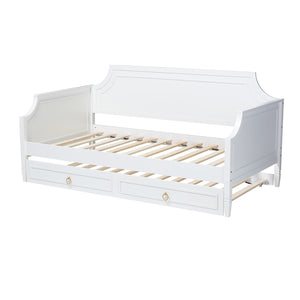 Baxton Studio Baxton Studio Mariana Classic White Wood Full Daybed with Twin Trundle for Stylish Sleep Solutions Mariana-White-Daybed-F/T