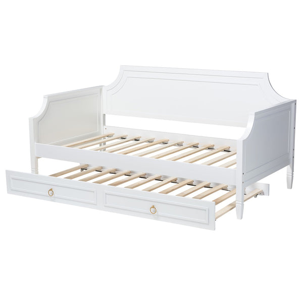 Baxton Studio Baxton Studio Mariana Classic White Wood Full Daybed with Twin Trundle for Stylish Sleep Solutions Mariana-White-Daybed-F/T