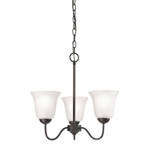 Thomas Lighting Conway Three Light Chandelier with Opaque Glass Shades for Traditional Dining Rooms Bronze 19 inches 1253CH/10