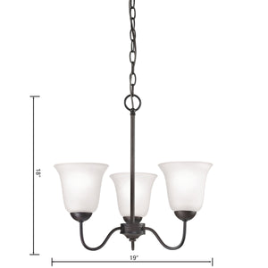 Thomas Lighting Conway Three Light Chandelier with Opaque Glass Shades for Traditional Dining Rooms Bronze 19 inches 1253CH/10