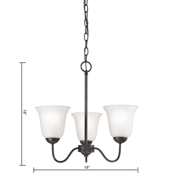 Thomas Lighting Conway Three Light Chandelier with Opaque Glass Shades for Traditional Dining Rooms Bronze 19 inches 1253CH/10