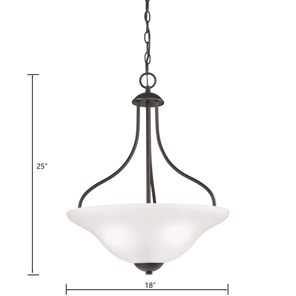 Thomas Lighting Conway Opaque Glass Pendant Light for Dining Rooms and Kitchen Islands with Nickel Frame 18 inches Oil Rubbed Bronze 1253PL/10
