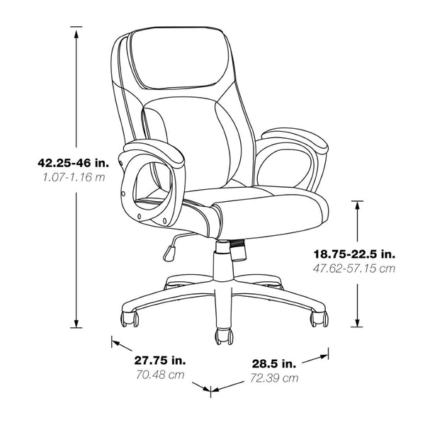 OSP Home Furnishings Faux Leather Executive Office Chair with Lumbar Support and Ergonomic Padded Seat FL13785-U21