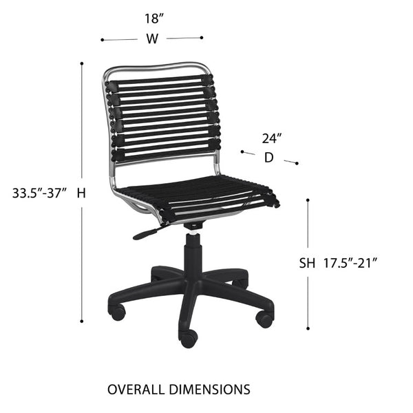 EuroStyle Allison Bungee Low Back Office Chair with Airflow Design for Modern Workspaces Black Aluminum 12541BLK